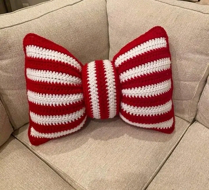 Handmade Crochet Bow Cushion – Premium Decorative Throw Pillow