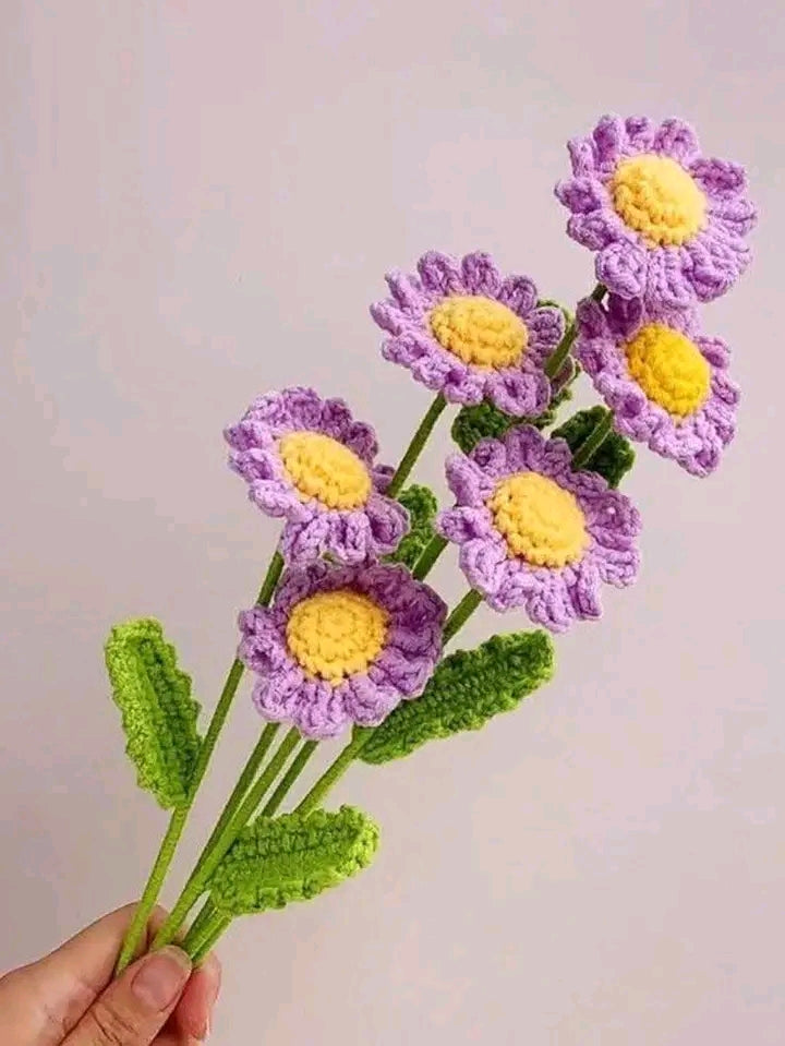 Handmade Crochet Lavender Daisy Bouquet